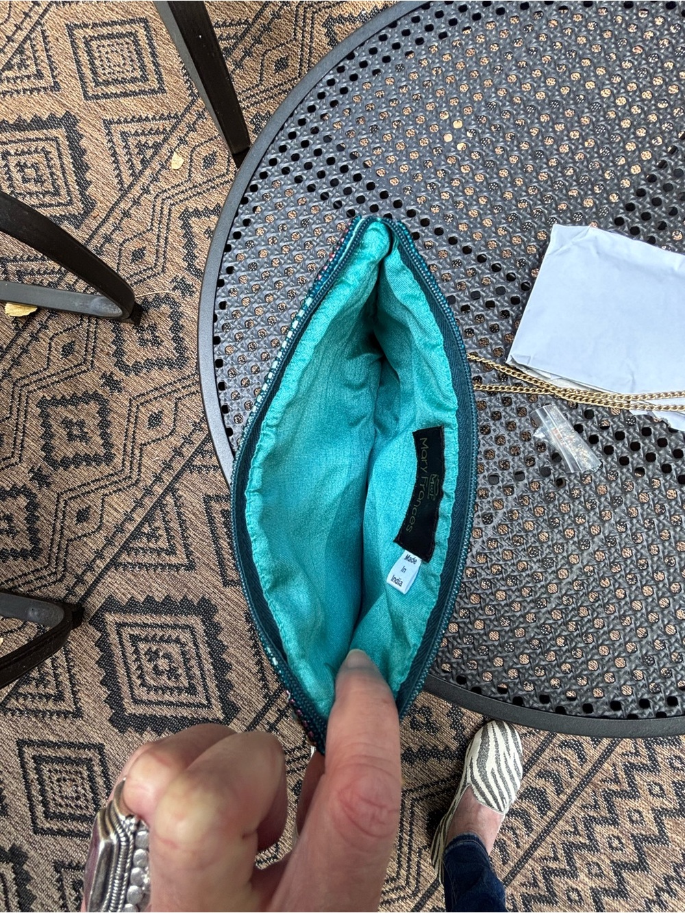 Mary Frances Venice teal Multicolor Beaded bag with Crossbody - Picture 6 of 17
